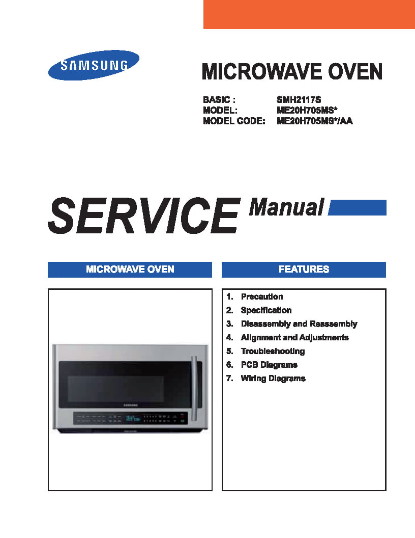 Samsung ME20H705MSS Microwave Oven Service Manual