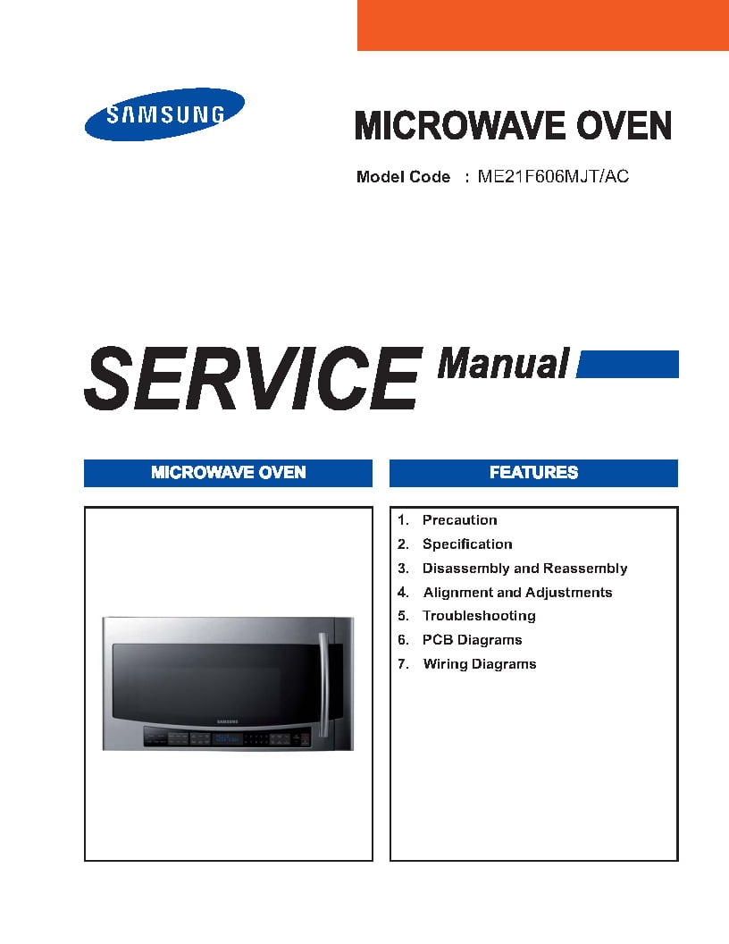 Samsung ME21F606MJT Microwave Oven Service Manual
