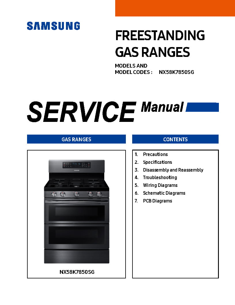 Samsung NX58k7850 Gas Ranges Service Manual