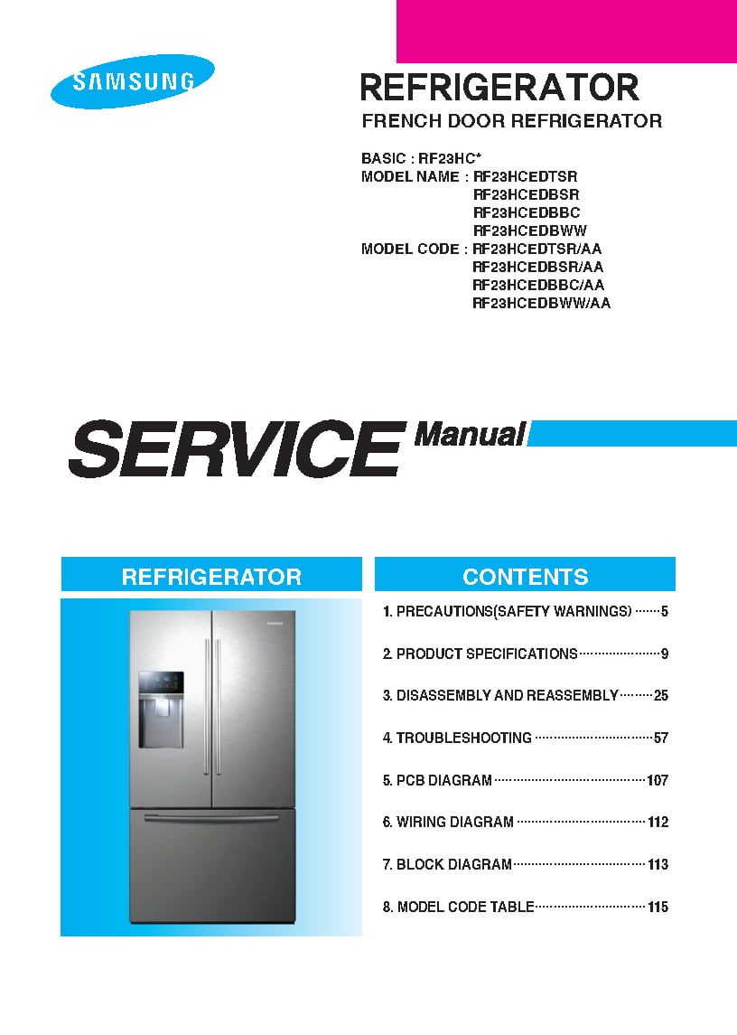 Samsung RF23HCEDTSR Refrigerator Service Manual