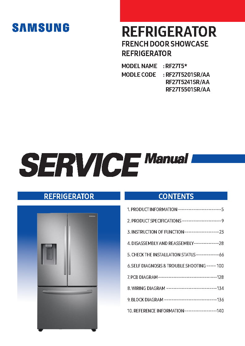 Samsung RF27T5201SG Refrigerator Service Manual | Download Now