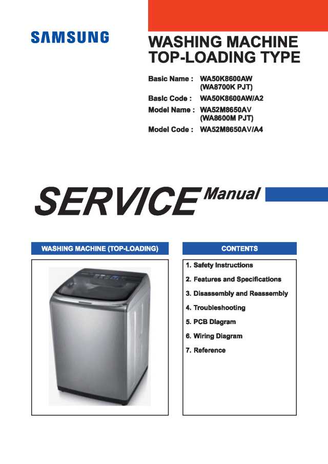 Samsung WA52M8650A Washing Machine Service Manual