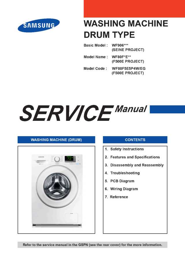 Samsung WF80F5E5P4W Washing Machine Service Manual