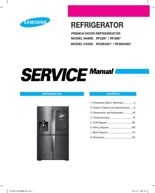 Samsung RF22K9581SG RF22K9581SR RF28K9580SG RF28K9580SR Refrigerator Service Manual