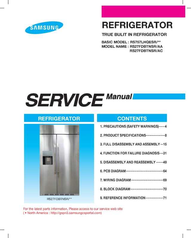 Samsung RS27FDBTNSR Refrigerator Service Manual