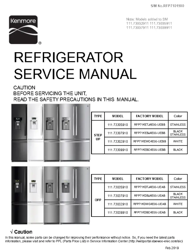 Kenmore 111.73305910 repair Manual
