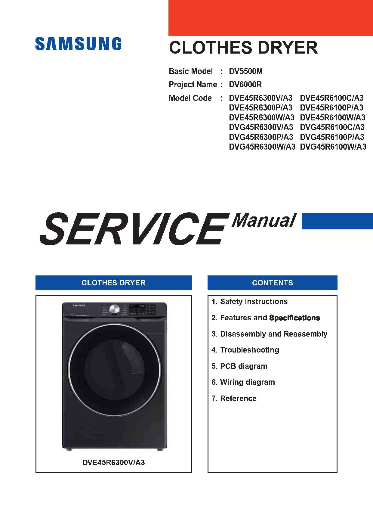 Samsung DVE45R6 Series Service Manual