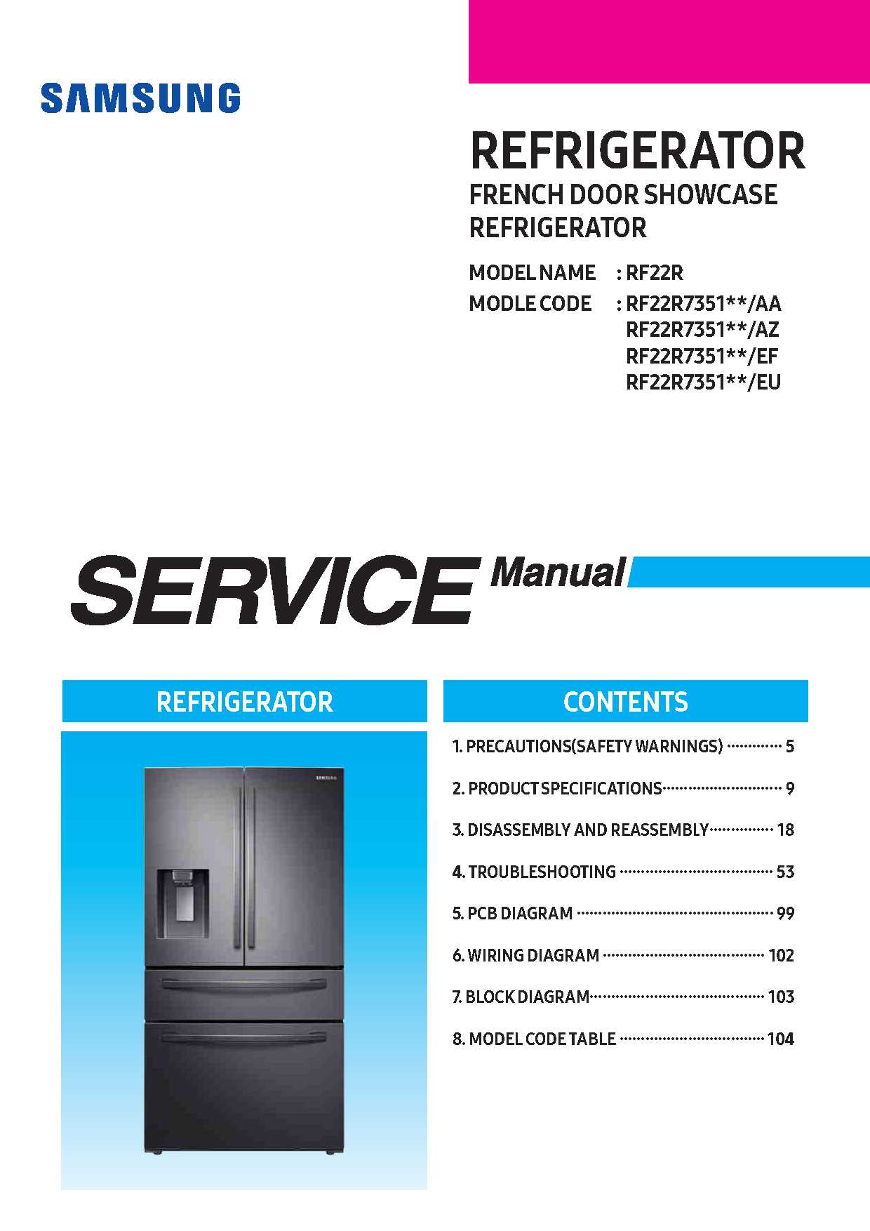 Samsung RF22R7351 Service Manual