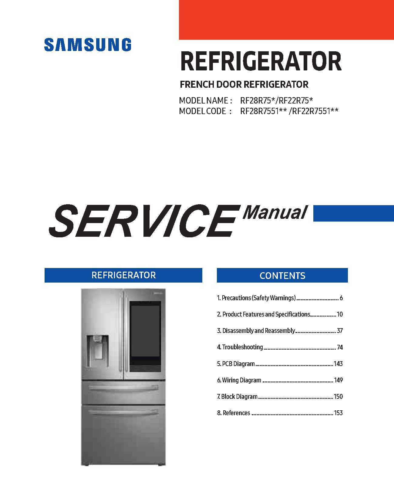 Samsung RF28R7551 RF22R7551 Service Manual