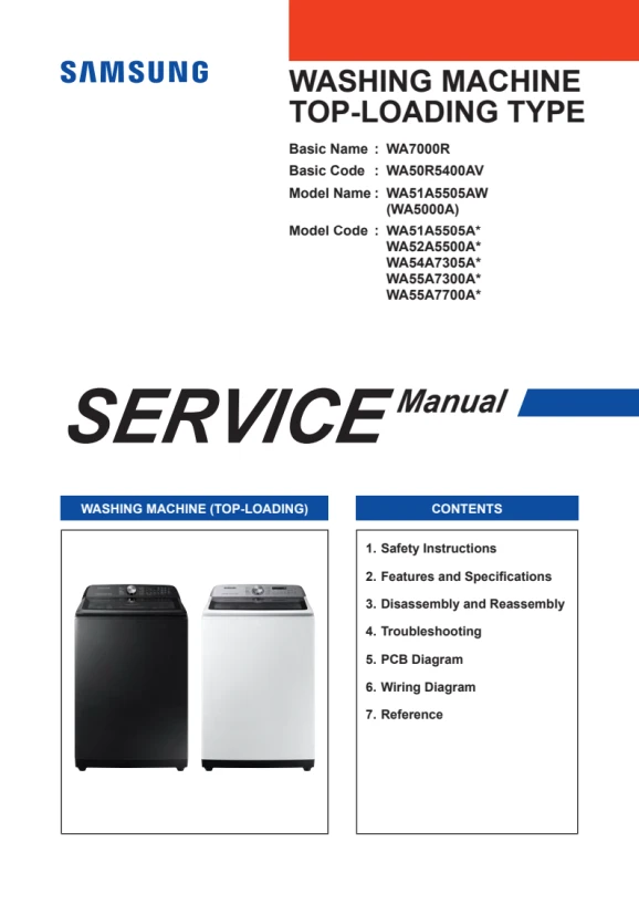 Samsung WA51A5505AW Top Load Washer Service Manual