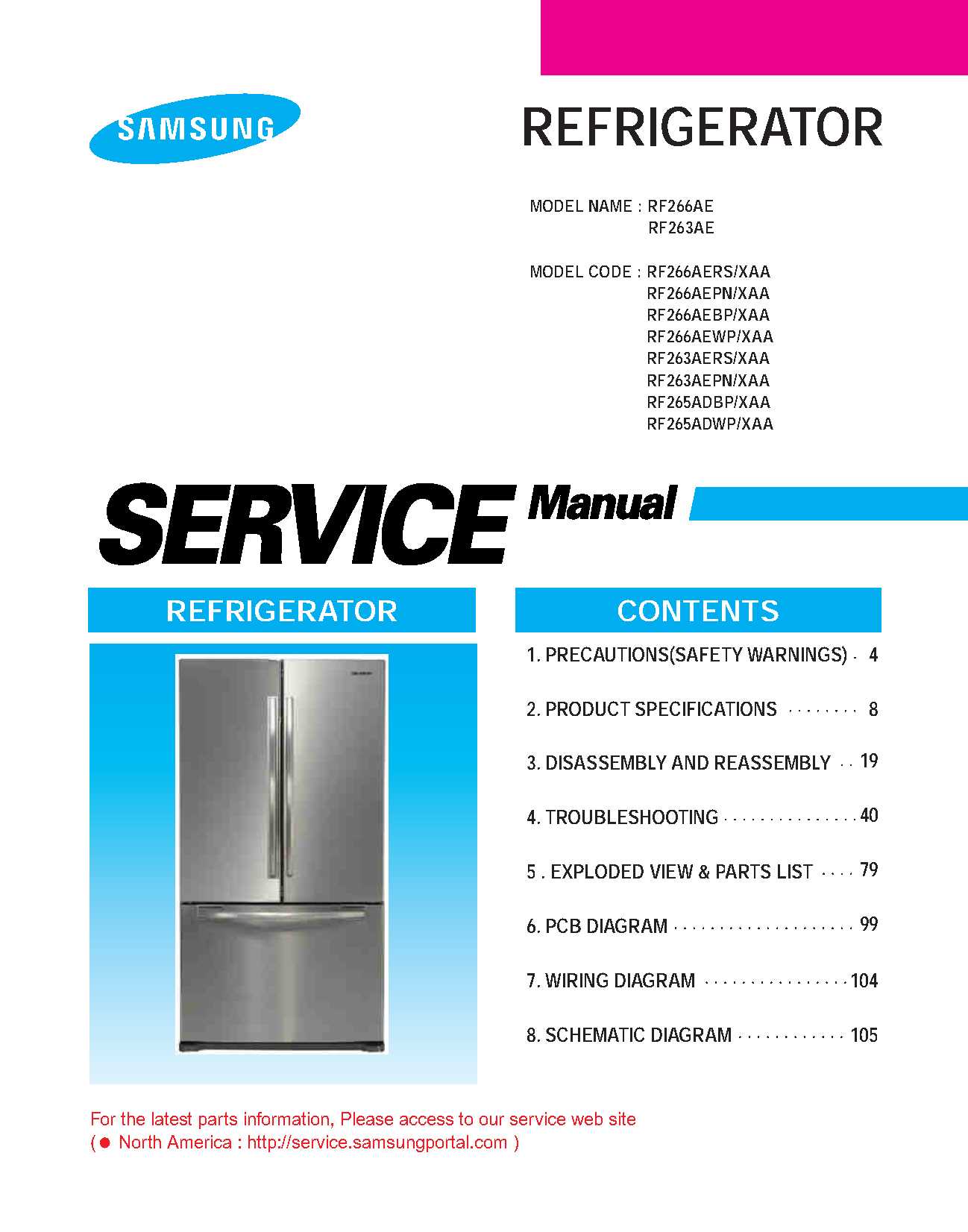 Samsung RF263AE RF266AE Service Manual
