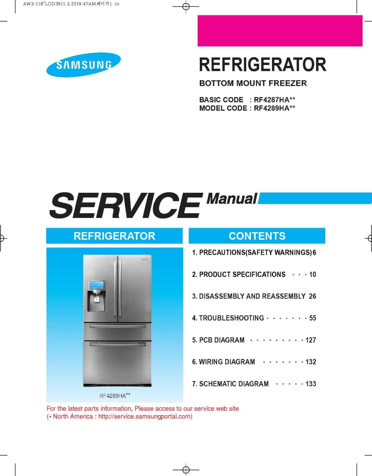 Samsung RF4289HARS Service Manual Download Now