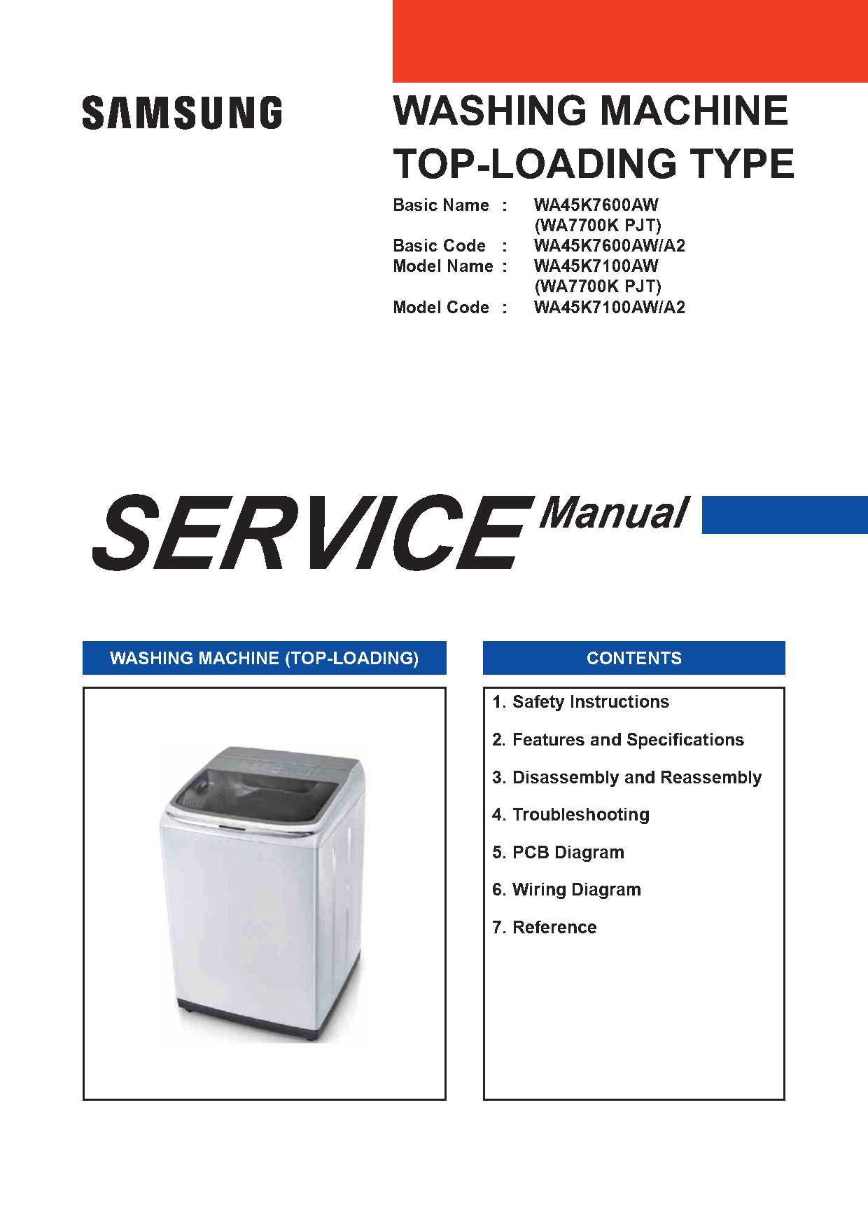 Samsung WA45K7100AW Service Manual