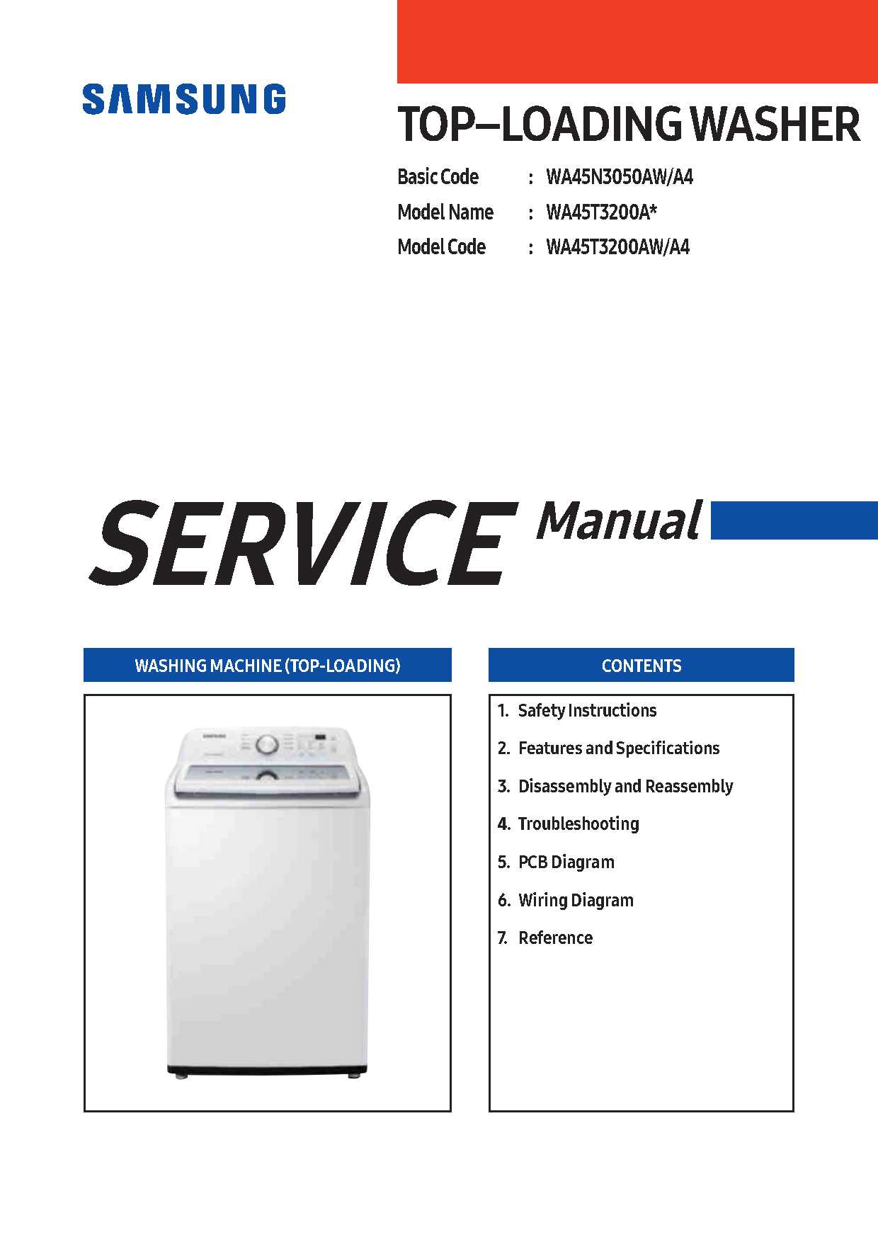 Samsung WA45T3200AW Repair Manual