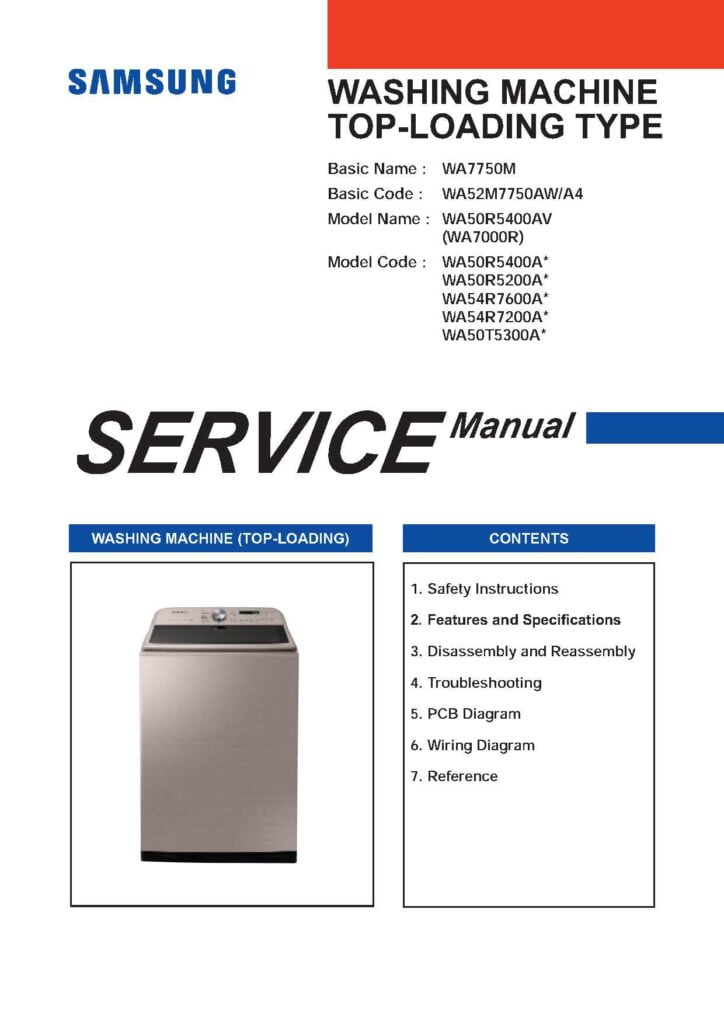 Samsung WA50T5300AC Service Manual Download Now