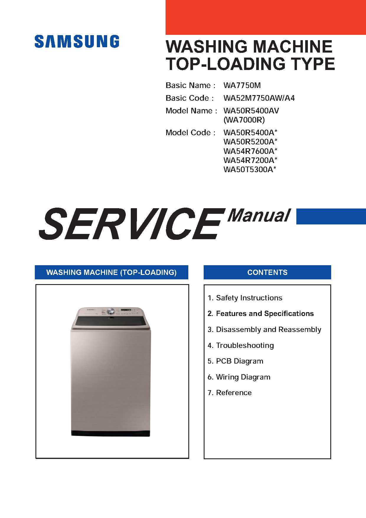 Samsung WA50T5300A Service Manual
