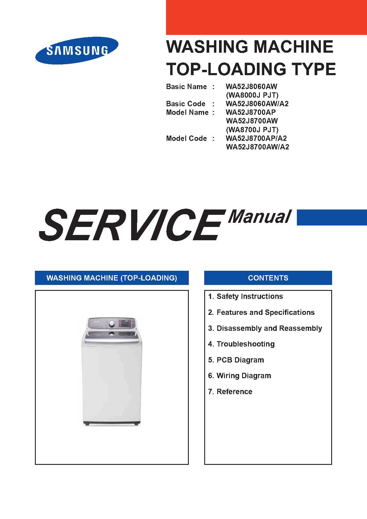 Samsung WA52J8700AW Service Manual