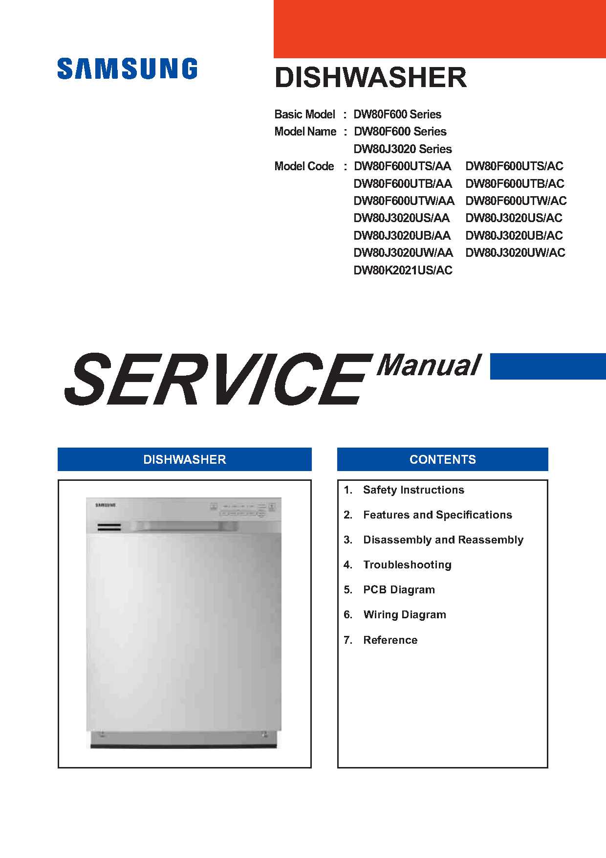 Samsung DW80F600UTS Service Manual