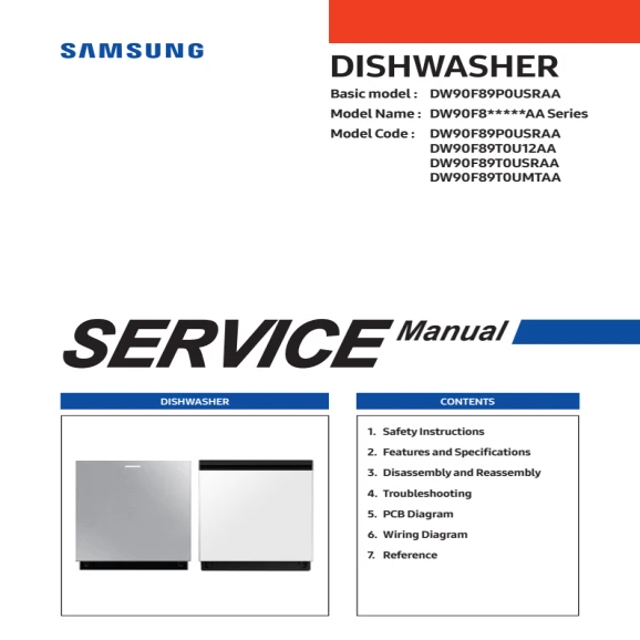 Samsung DW90F89P0USRAA Service Manual PDF