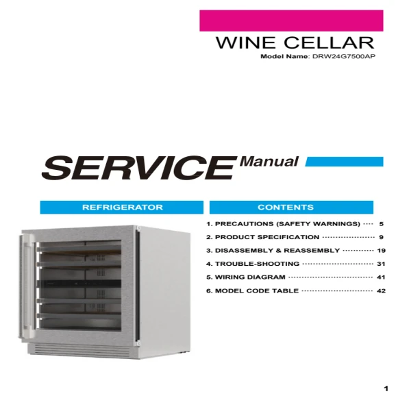 Dacor DRW24G7500AP Wine Cellar Service Manual