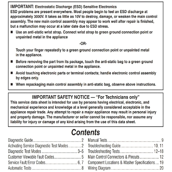 Maytag MVWC465HW Series Repair Manual