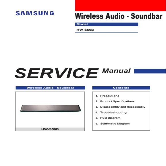 Samsung HW-S50B Soundbar Service Manual PDF