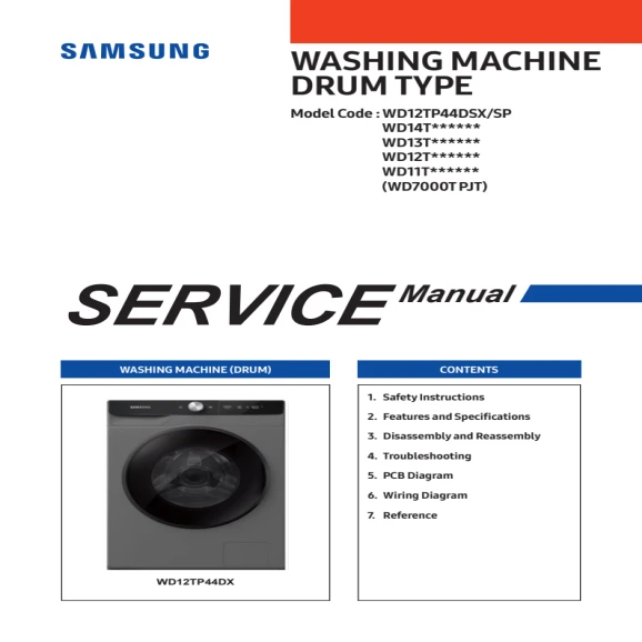 Samsung WD12TP44DSX Service Manual PDF
