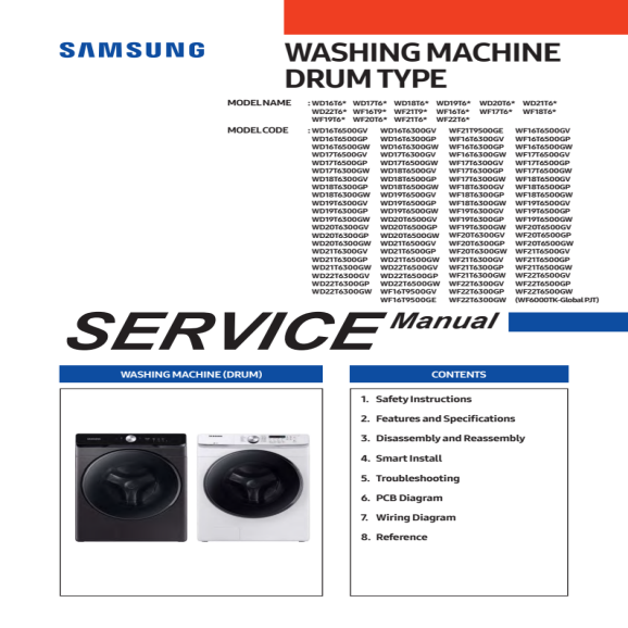 Samsung WD16T6500GV Service Manual PDF