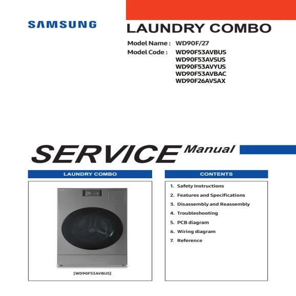Samsung WD90F53AVBUS Service Manual PDF