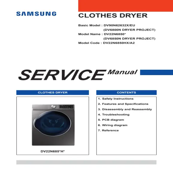 Samsung DV22N6850HX Service Manual PDF