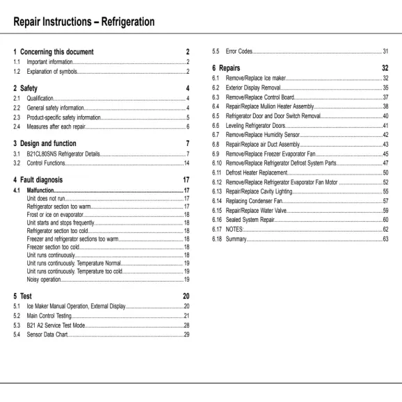 Bosch B21CL80SNS Refrigerator Service Manual