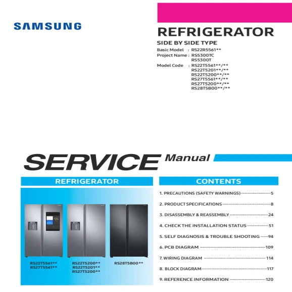 Samsung RS27T5200WW Service Manual PDF