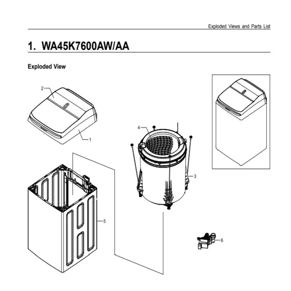 Samsung WA45K7600AW Parts Diagram PDF