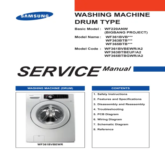 Samsung WF361BVBEWR Service Manual PDF