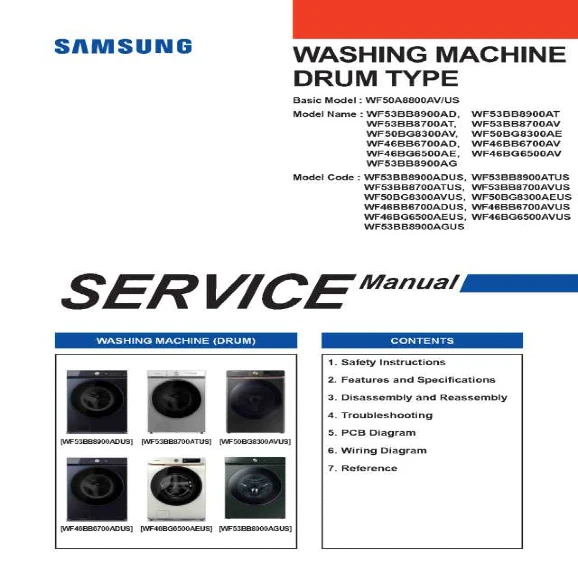 Samsung WF50BG8300AEUS Service Manual PDF
