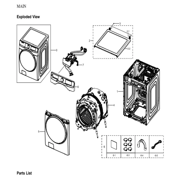 Samsung WF50BG8300AVUS Parts Diagram PDF