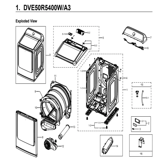 Samsung DVE50R5400W/A3 Parts Diagram PDF