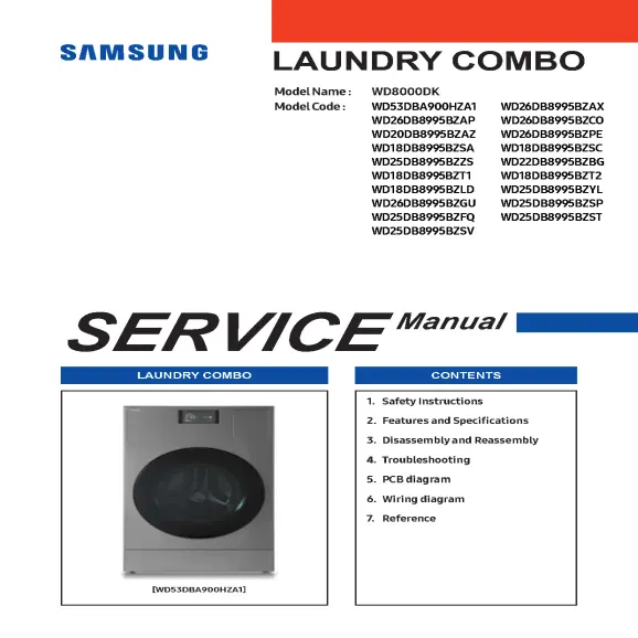 Samsung WD53DBA900HBA1 Service Manual PDF