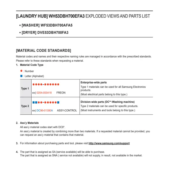 Samsung WH53DBH700EFA3 Parts Diagram PDF
