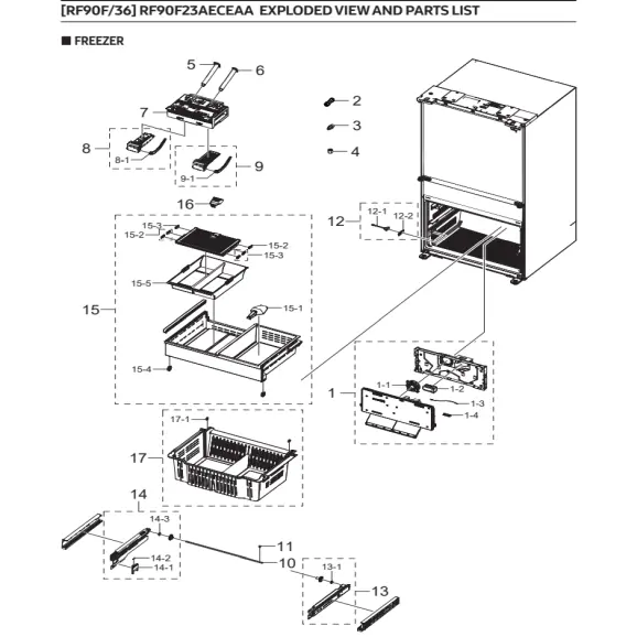 Samsung RF90F23AECEAA Parts Diagram PDF