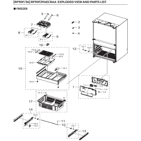 Samsung RF90F29AECRAA Parts Diagram PDF