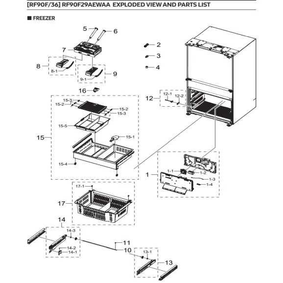 Samsung RF90F29AEWAA Parts Diagram PDF