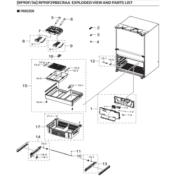 Samsung RF90F29BECRAA Parts Diagram PDF