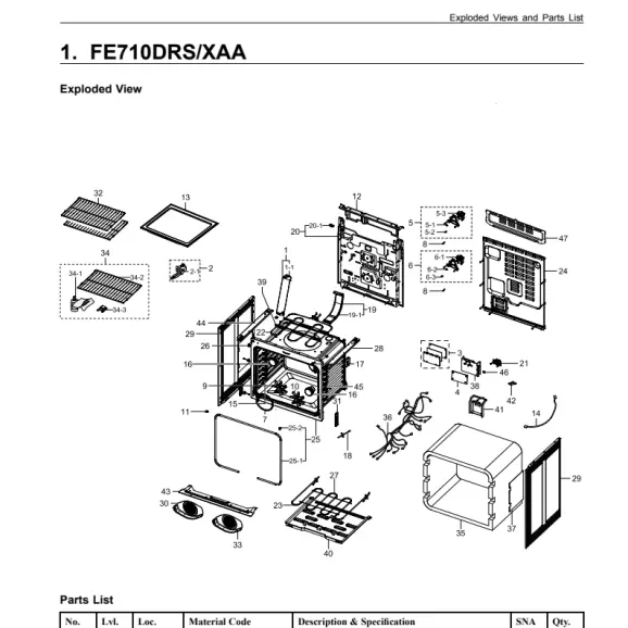 Samsung FE710DRS/XAA Parts Diagram PDF