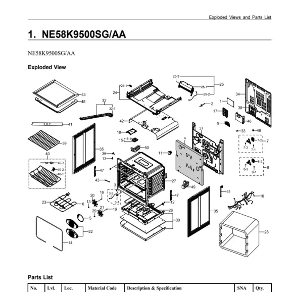 Samsung NE58K9500SG/AA Parts Diagram PDF