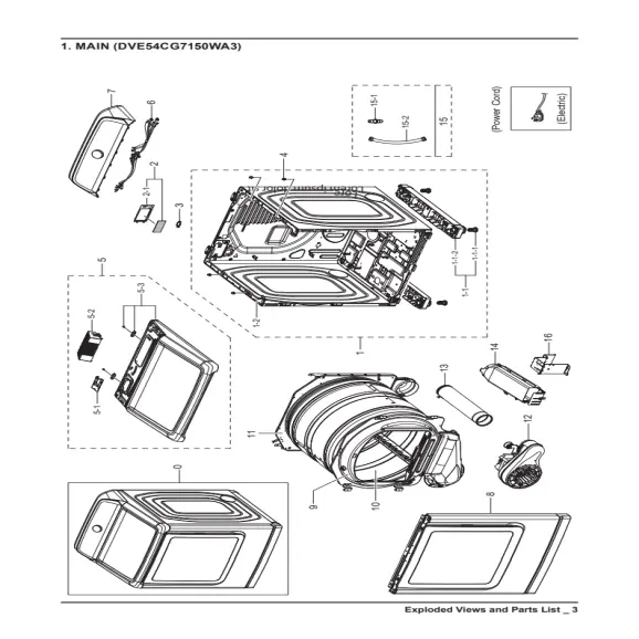 Samsung DVE54CG7150WA3 Parts Diagram PDF