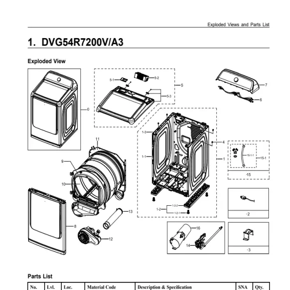 Samsung DVG54R7200V/A3 Parts Diagram PDF
