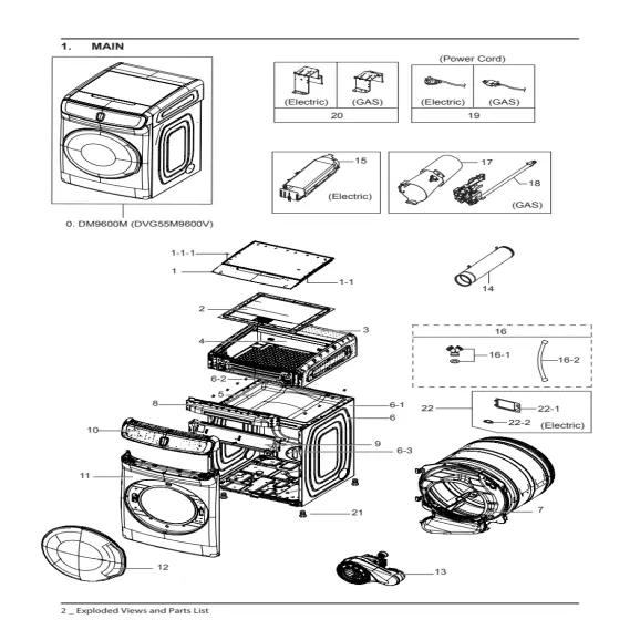 Samsung DVG55M9600V/A3 Parts Diagram PDF