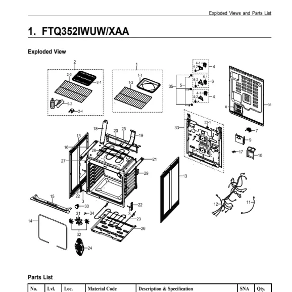 Samsung FTQ352IWUW/XAA Parts Diagram PDF
