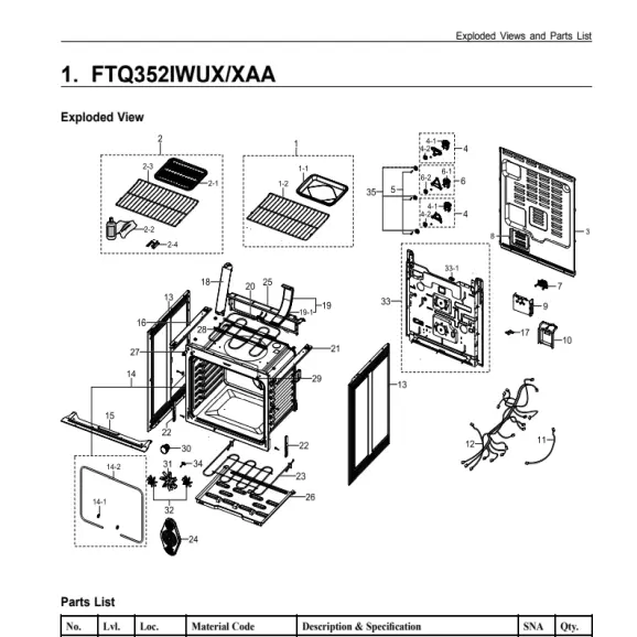 Samsung FTQ352IWUX/XAA Parts Diagram PDF